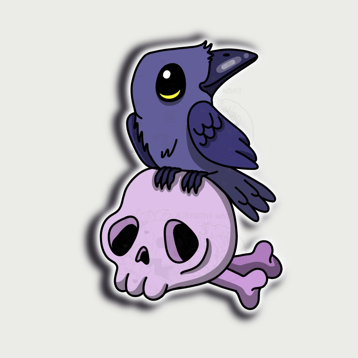 Skull and Crow Bonez Sticker - Alternative Waves